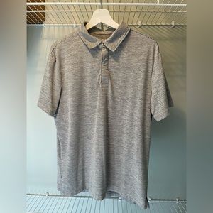 01.Algo Performance Quick-Dry Men’s Polo Large Grey Striped